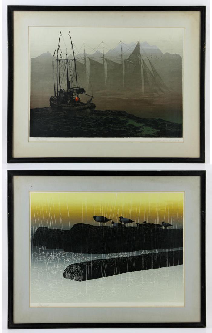 Bennett, Seascapes, 2 Woodblock Prints (1 of 12)