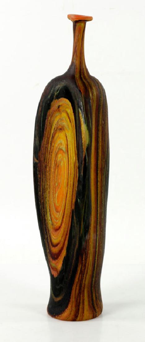 Randy Walker Art Glass Vase: Randy Walker art vase, glass, 17 1/2" high x 4" wide. Provenance: from a Santa Barbara, California estate.