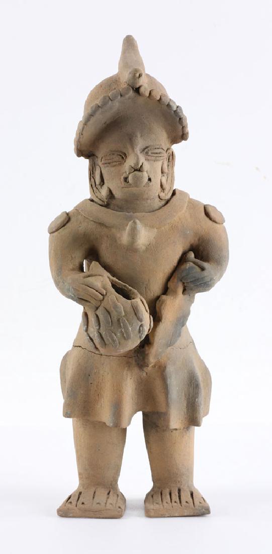 Pre-Columbian Pottery Figure: Pre-Columbian figure, pottery, 13 1/2" high. Provenance: from the collection of David Stuart of David Stuart Galleries, Los Angeles, California.