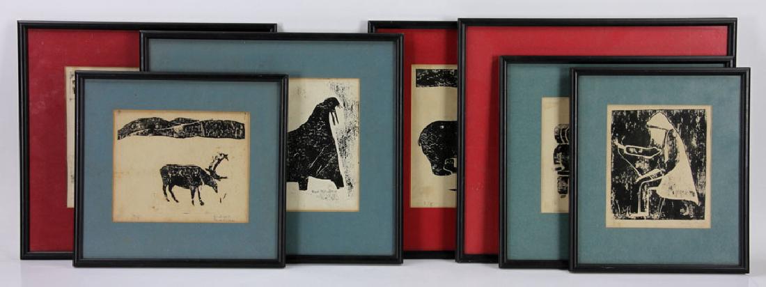 Collection of 7 Woodblock Prints w/ Inuit Scenes (1 of 5)