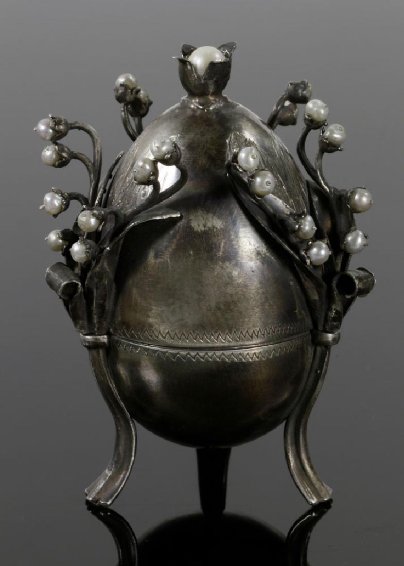 Russian 84 Silver Faberge Style Hunting Egg (1 of 10)