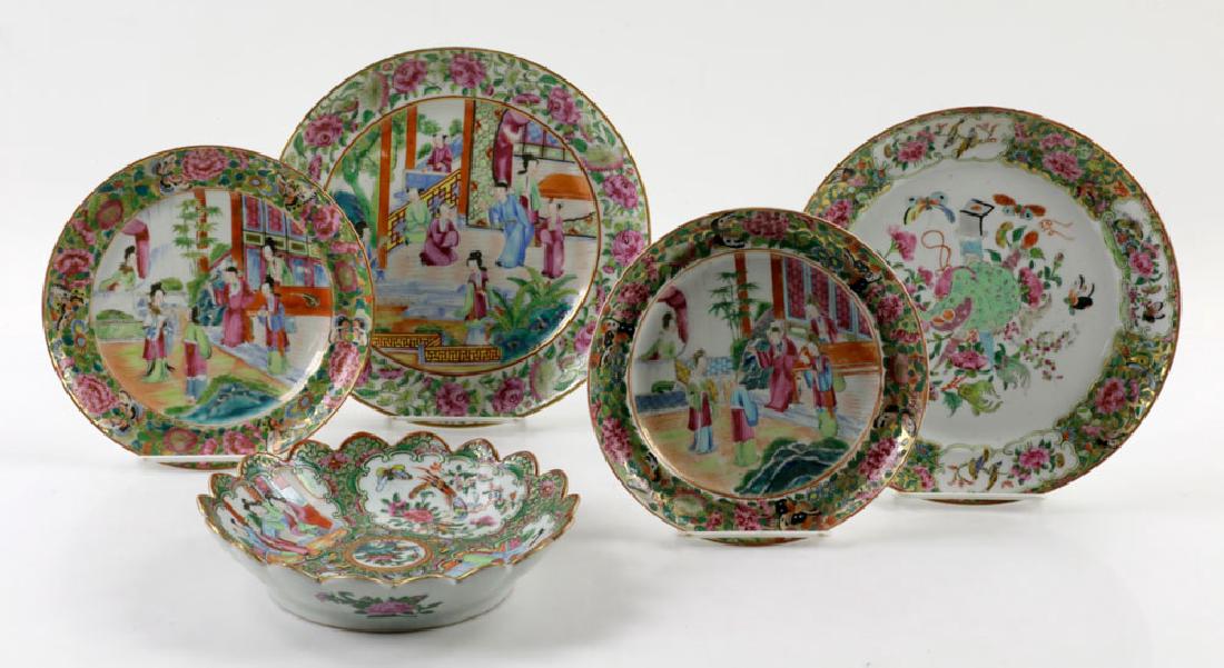 5-pc Lot of Chinese Rose Medallion Plates (1 of 7)