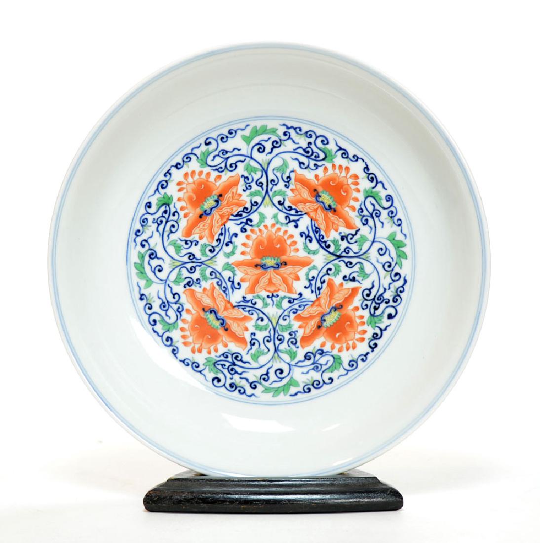 Chinese Famille Rose "Lotus" Dish (1 of 4)