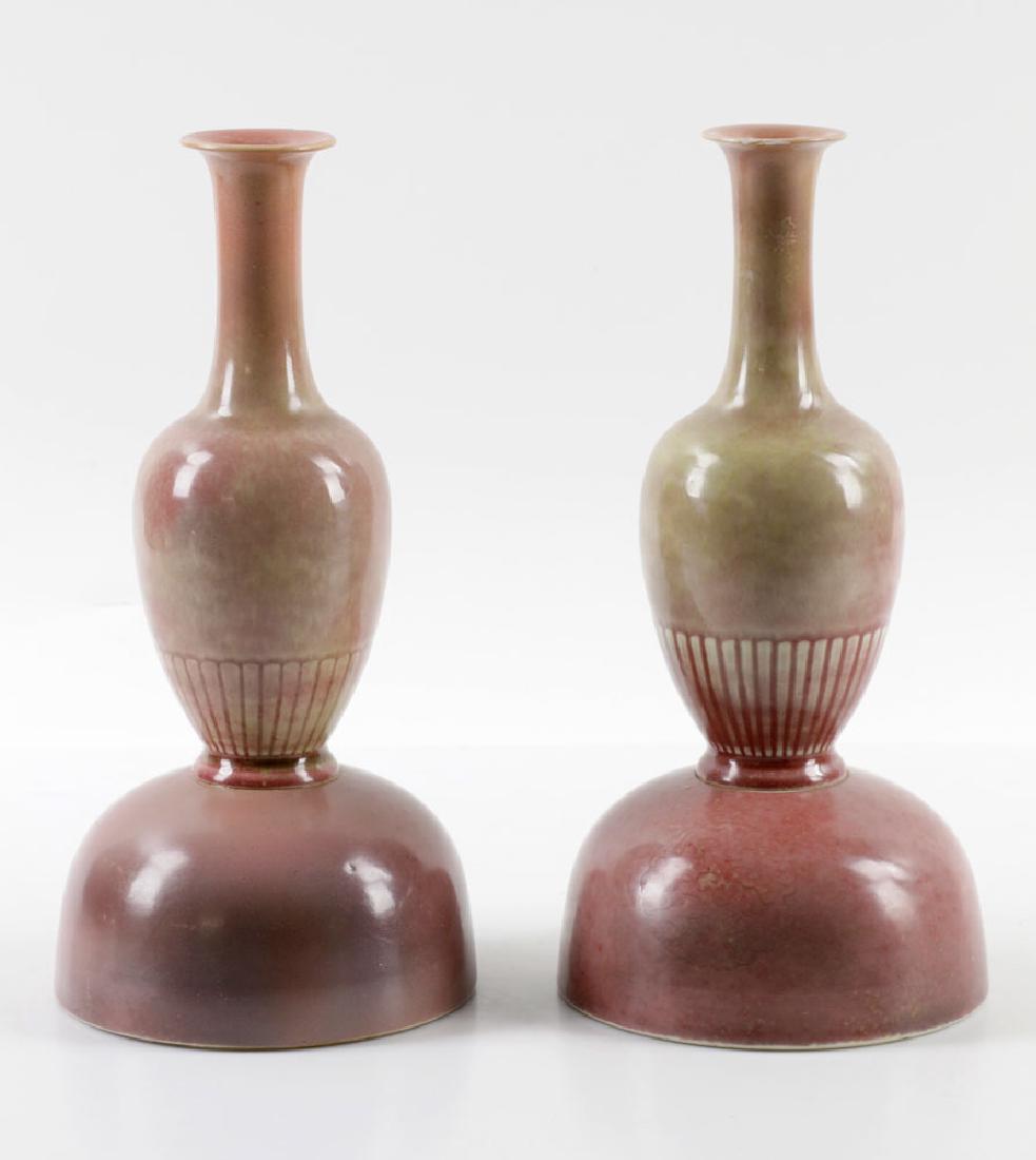 Pr of 19th C. Chinese Plum Color Gu Vases (1 of 6)