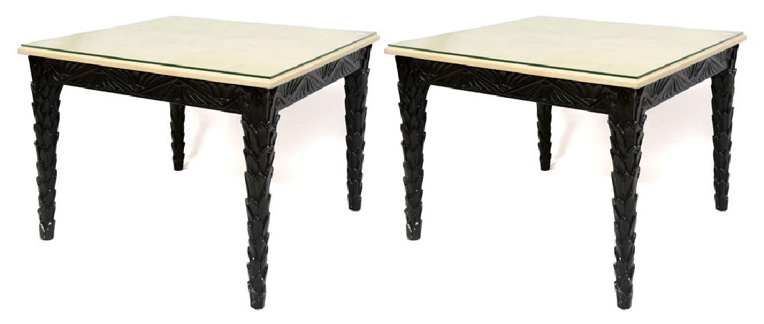 Pair of Black Leaf Decorated Tables (1 of 7)