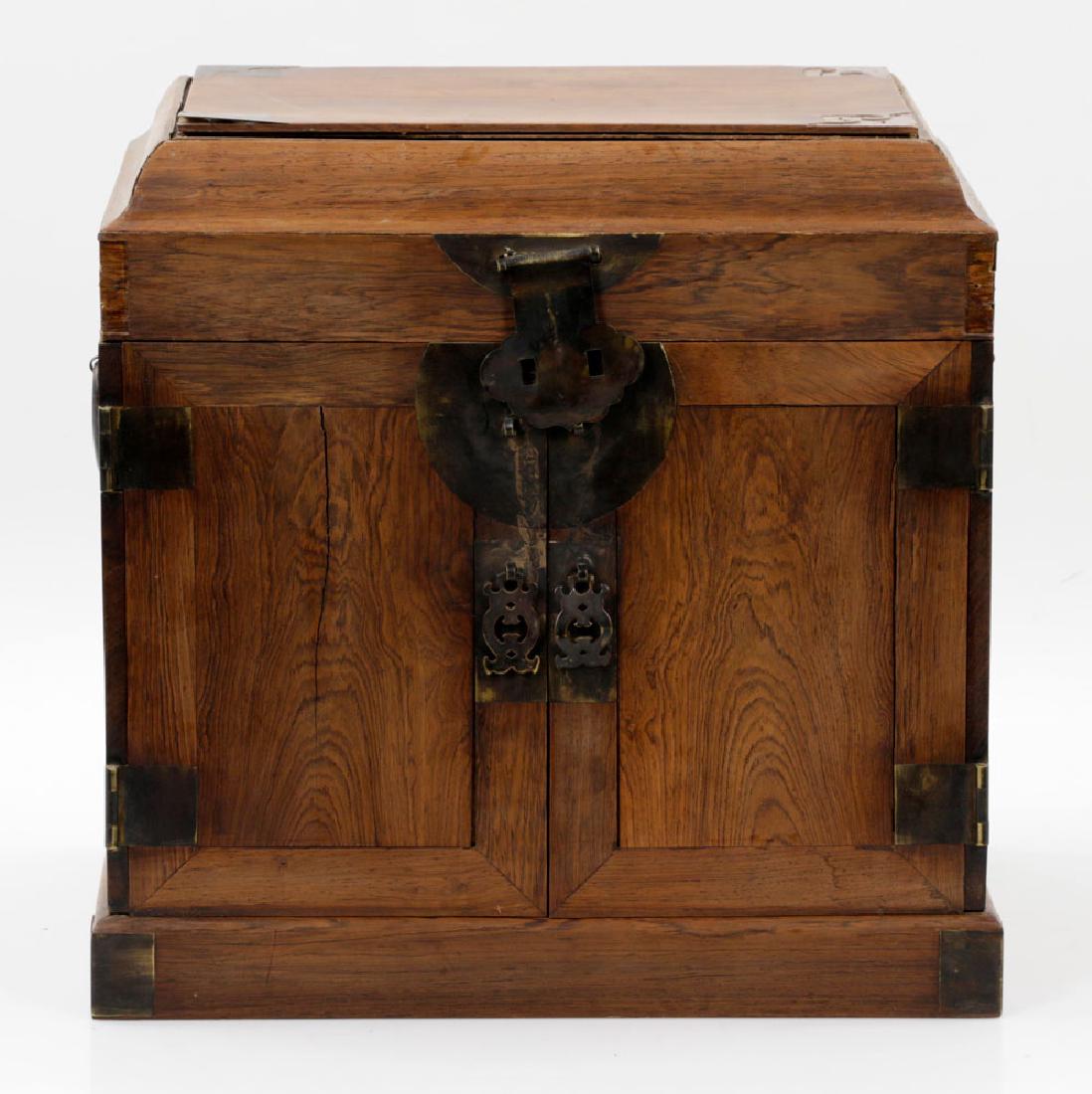 Chinese Antique Wood Scholar Cabinet: Chinese antique wood scholar cabinet, 12 1/2" x 9" x 12 1/2".