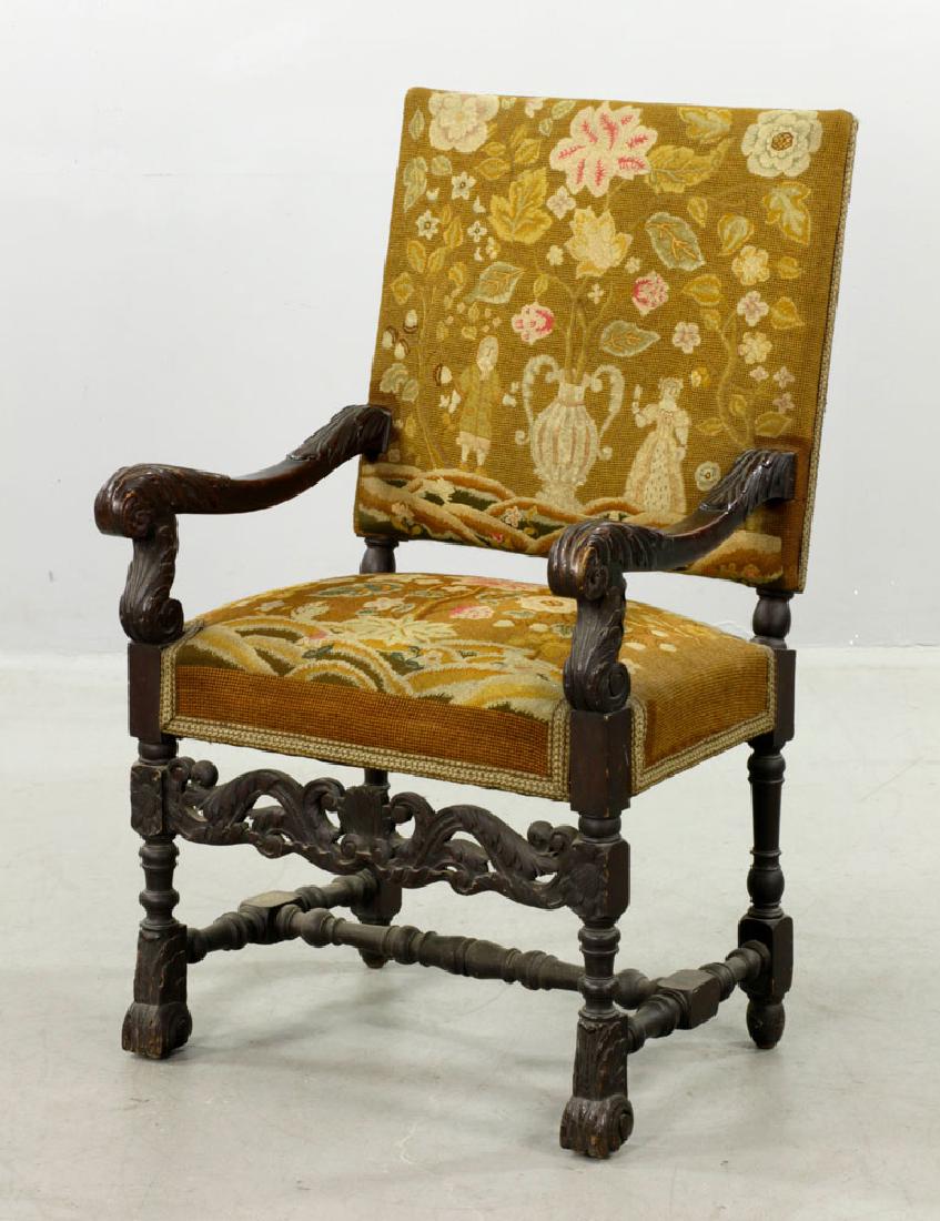 Continental Carved Walnut Armchair (1 of 8)