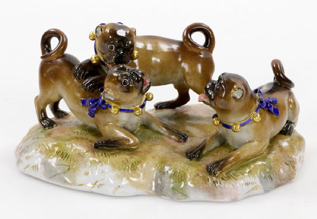 19th C. German Meissen Group of Bull Dogs (1 of 7)