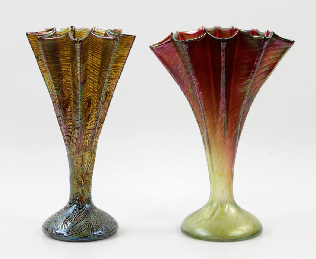 (2) C1900 Bohemian Rindskopf Vases (1 of 7)