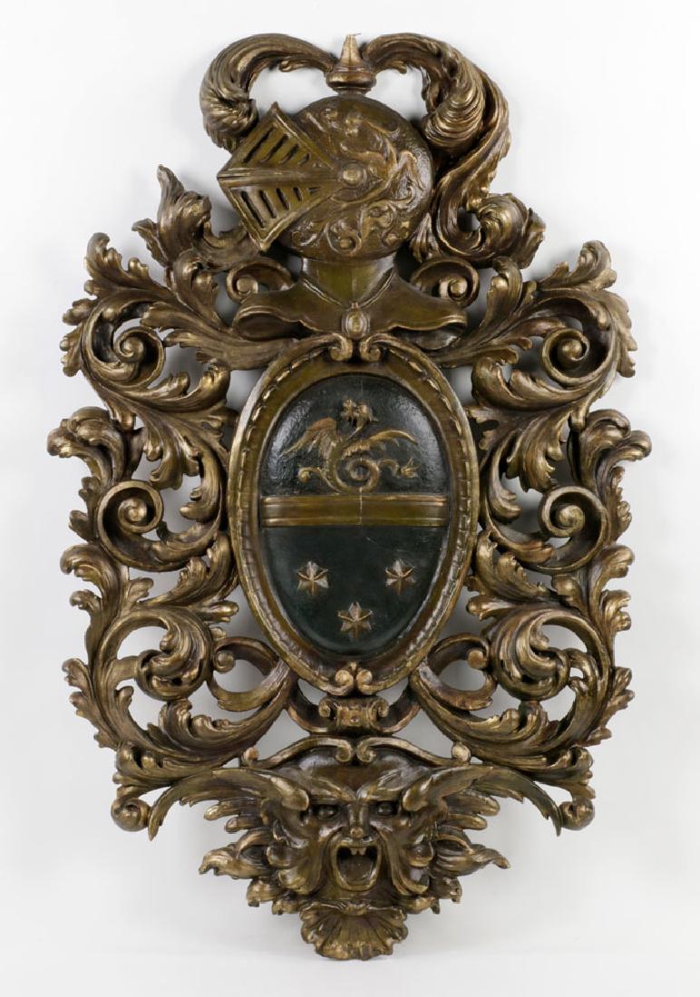 19th C. Carved Coat-of-Arms Plaque (1 of 6)