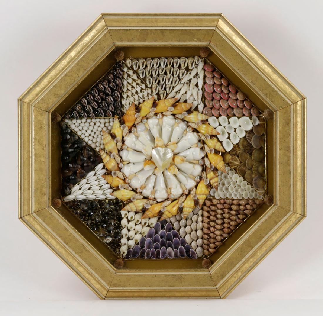 Fine Sailor's Shell Valentine w/ Shadow Box Frame: Fine sailor's shell Valentine in shadow box frame 13 1/2" x 13 1/2".