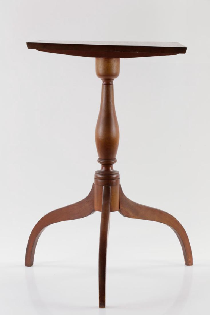 Early 19th C. Shaker Candlestand: Early 19th C. Shaker candlestand with red paint under top, 27" x 16 1/2" x 16 1/2".