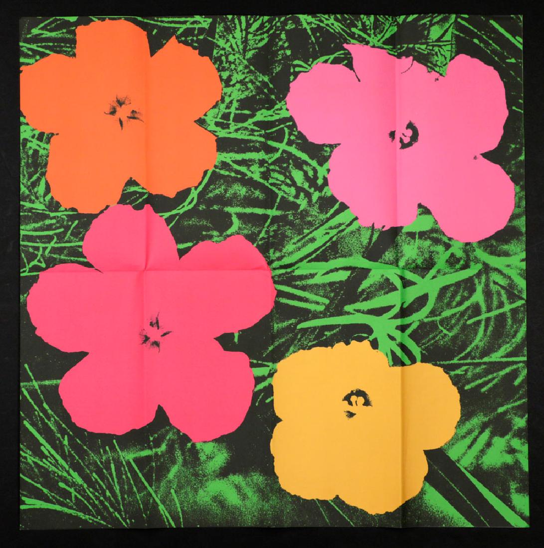 Andy Warhol "Flowers" Litho Mailer: Andy Warhol exhibition preview lithograph mailer depicting "Flowers" from the edition of 300 published by Leo Castelli Gallery for the Andy Warhol exhibition at Leo Castelli Gallery, New York, 21 Nove
