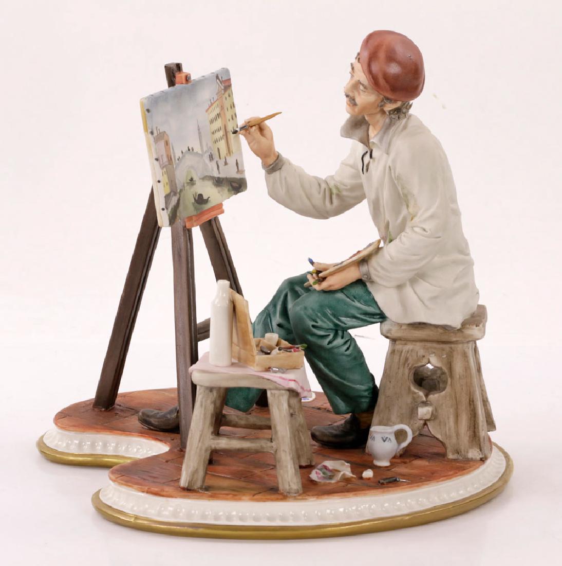 Italian Capodimonte Porcelain Artist Painting: Italian Capodimonte porcelain artist painting, 11" x 11" x 9".