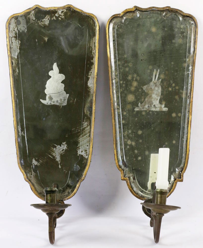 Pr of 18th C. English Mirrored Sconces (1 of 5)