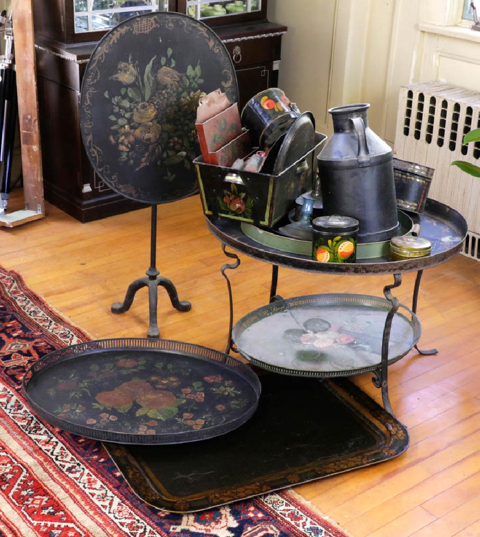 Collection of Toleware Trays, Stands, (18 plus) pcs (1 of 4)