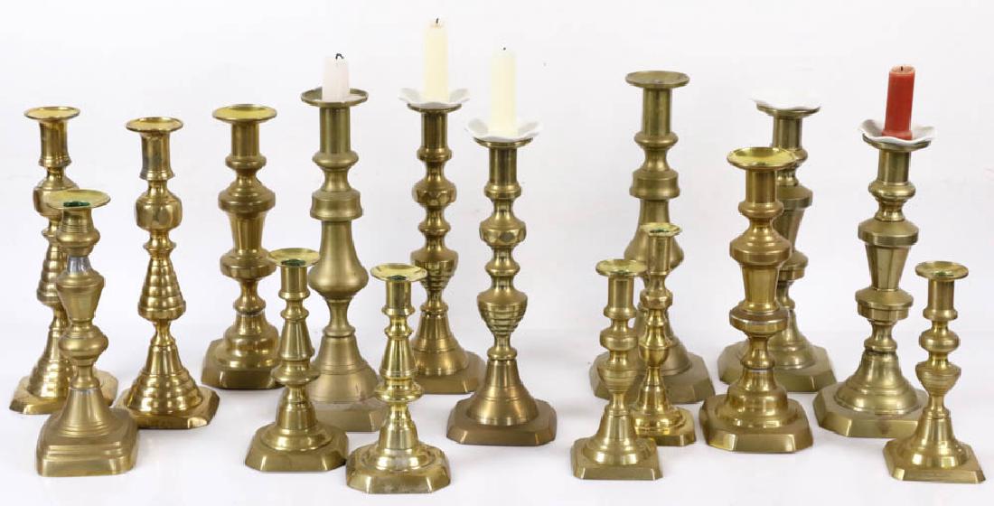 Collection of (16) Brass Candlesticks (1 of 4)