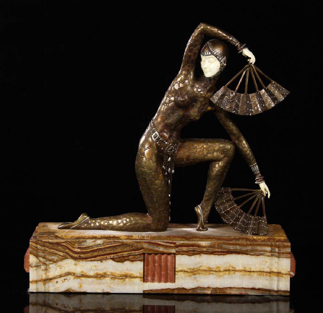 Signed D. H. Chiparus, Sculpture of Woman with Fans, (1 of 10)