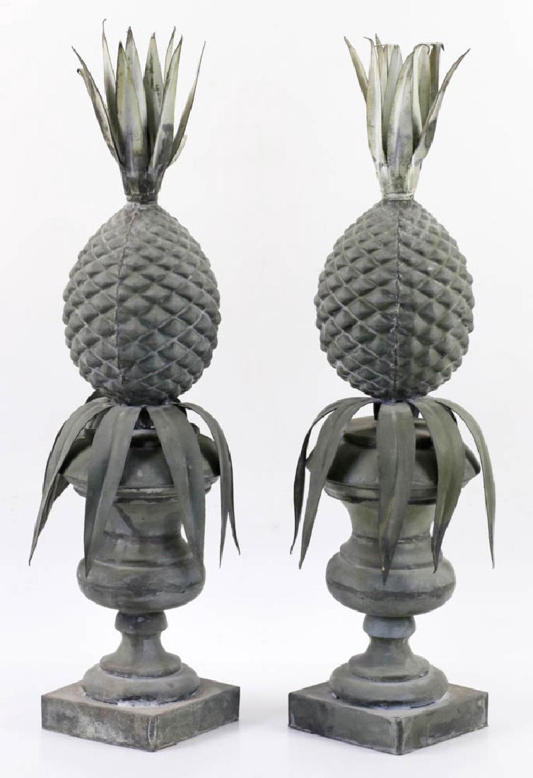 Pr of Antique Figural Tin Pineapple Finials (1 of 2)