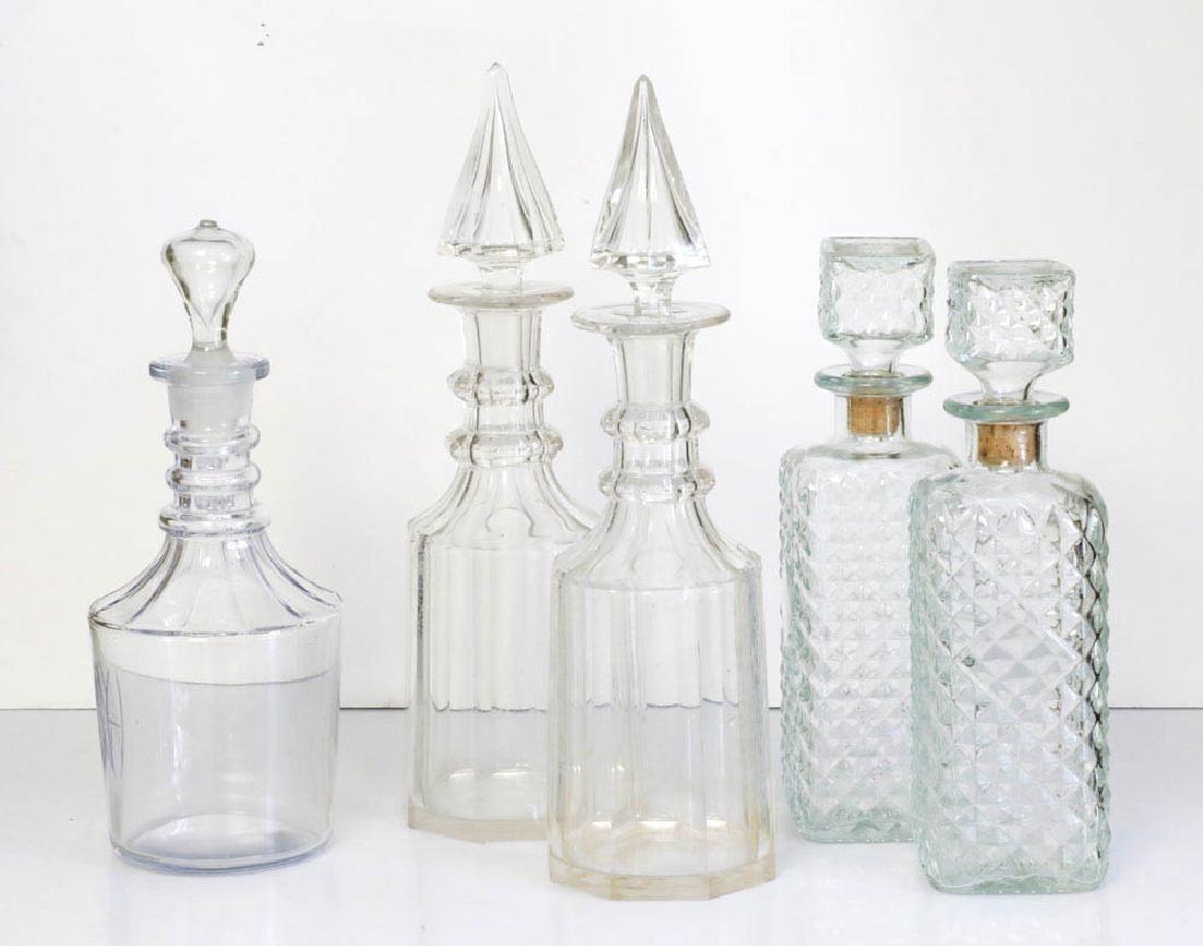 Lot of (5) Colorless Glass Decanters (1 of 4)