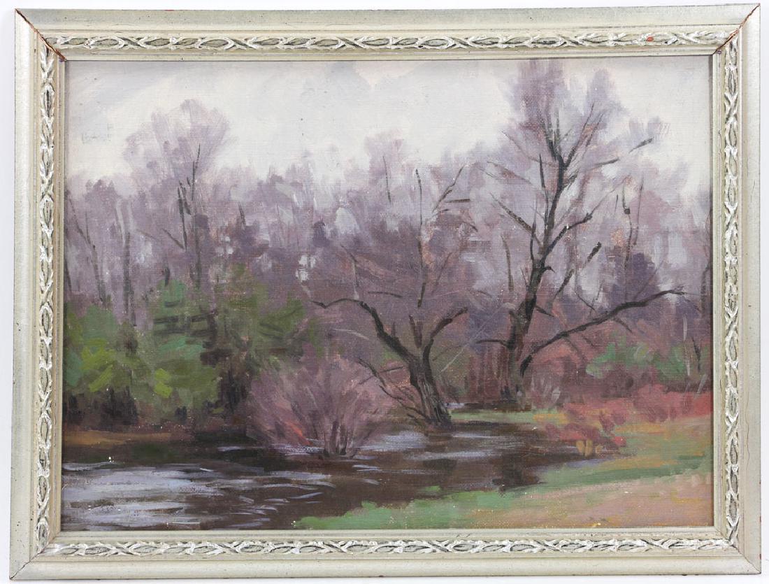 C.H. Richert, River Landscape, Oil on Canvas Board (1 of 4)