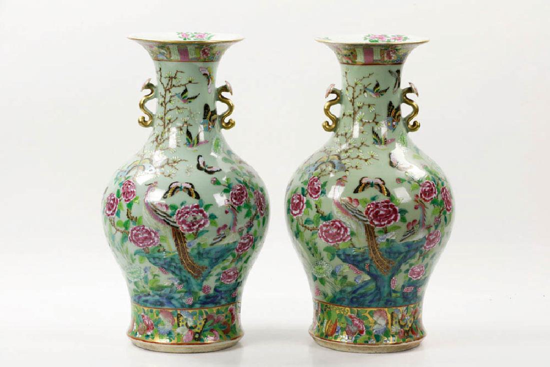 Pr of Late 19th C. Chinese Famille Rose Vases w/ (1 of 6)