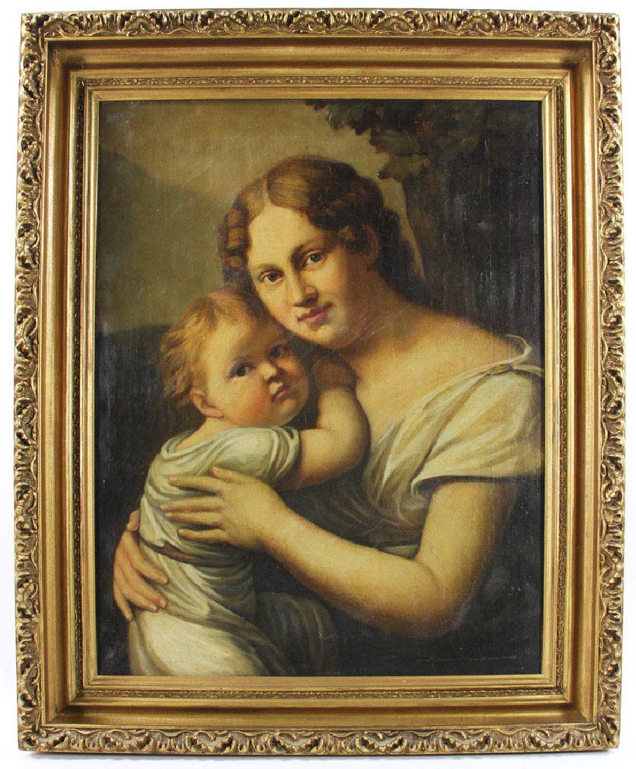19th C., Mother and Child, Oil on Canvas (1 of 6)