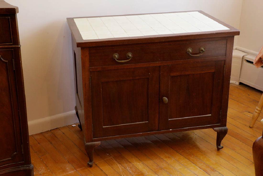 Single-Drawer Tile-Top Mahogany Stand (1 of 4)