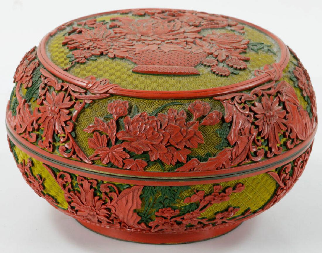 Mid-20th C. Chinese Carved Red Lacquer Box (1 of 4)