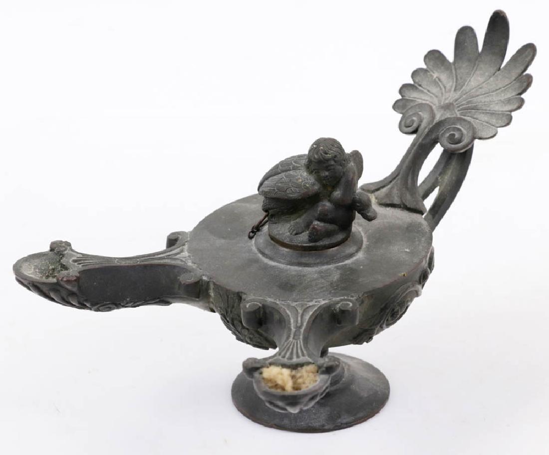 19th C. Bronze Middle Eastern Oil Lamp (1 of 3)