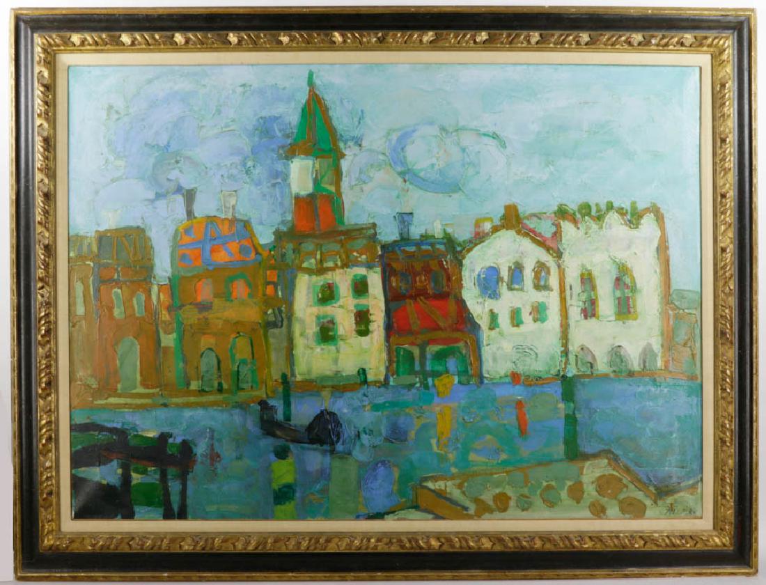 Paul Augustin Aizpiri, waterfront scene, Oil on Canvas (1 of 7)