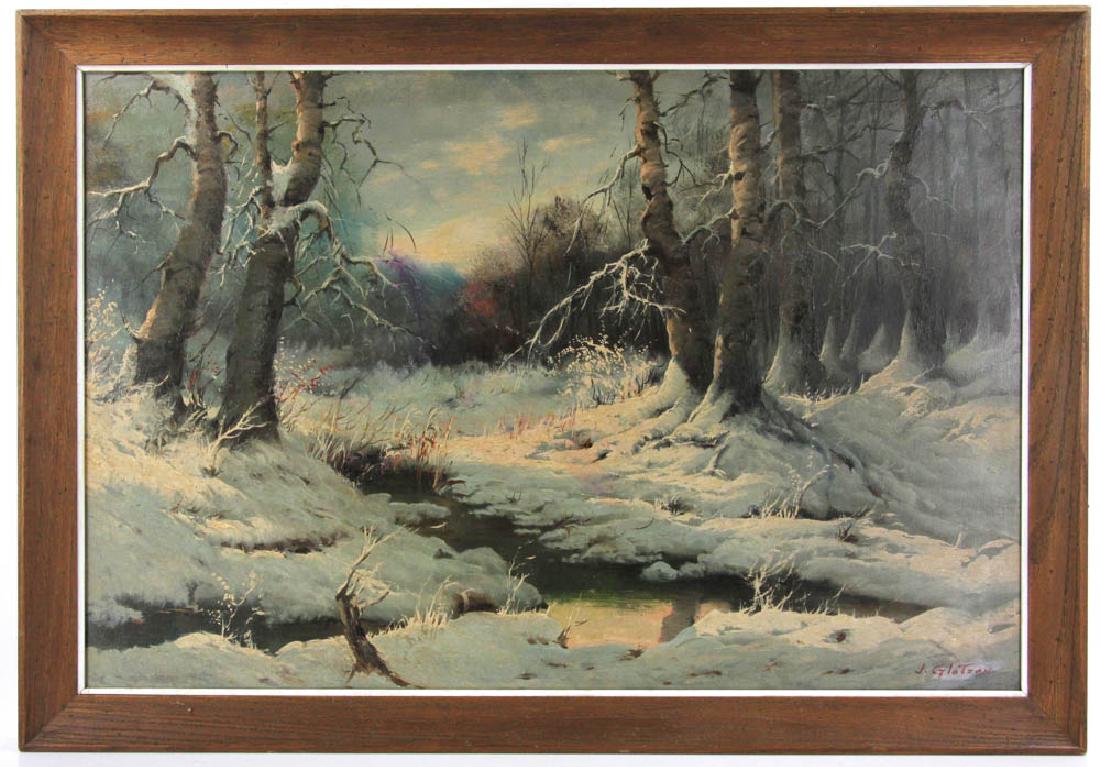Joseph Glotzner, Winter Snow, Oil on Canvas (1 of 8)