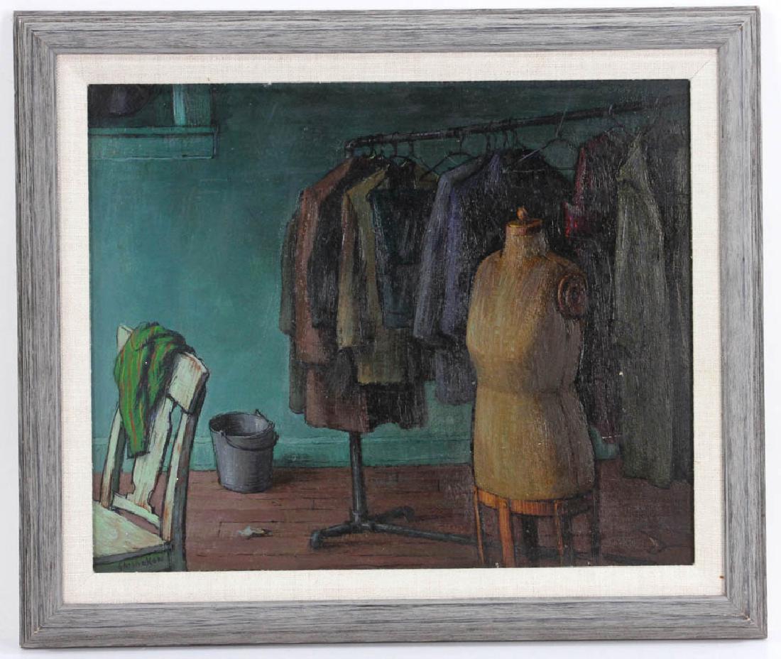 Jacob Glushakow, Dress Shop, Baltimore, Oil on Board: Jacob Glushakow, dress shop, Baltimore, oil on board, signed, 11 1/4" x 14", framed 14" x 16 1/2".