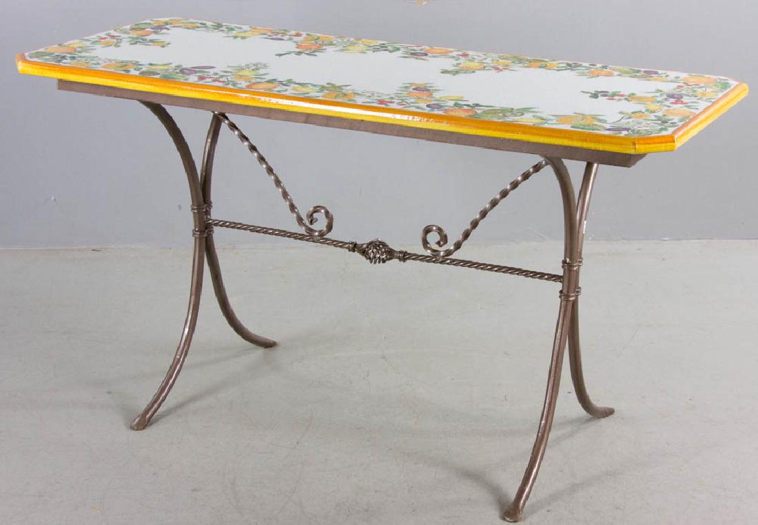 Italian Ceramic & Wrought Iron Harvest Table (1 of 6)