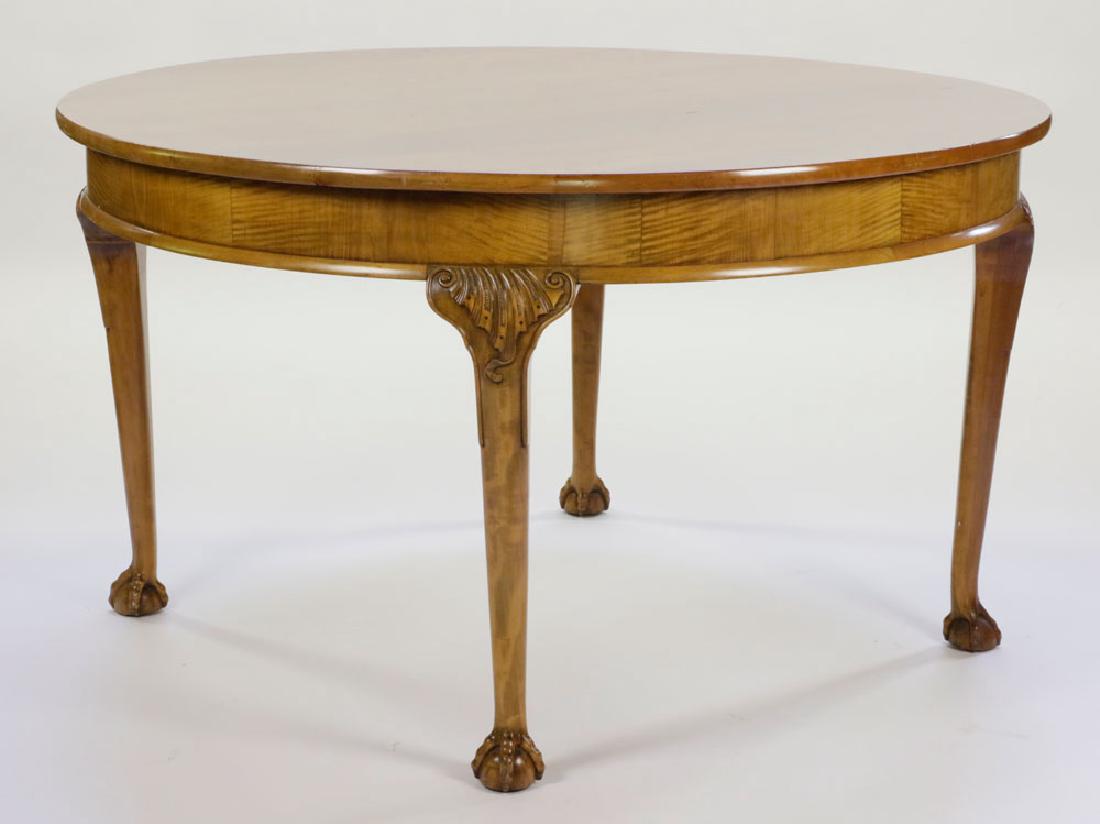 English Chippendale Style Dining Table: English Chippendale-style round dining table, 28 1/2" h x 50 1/2" w.
