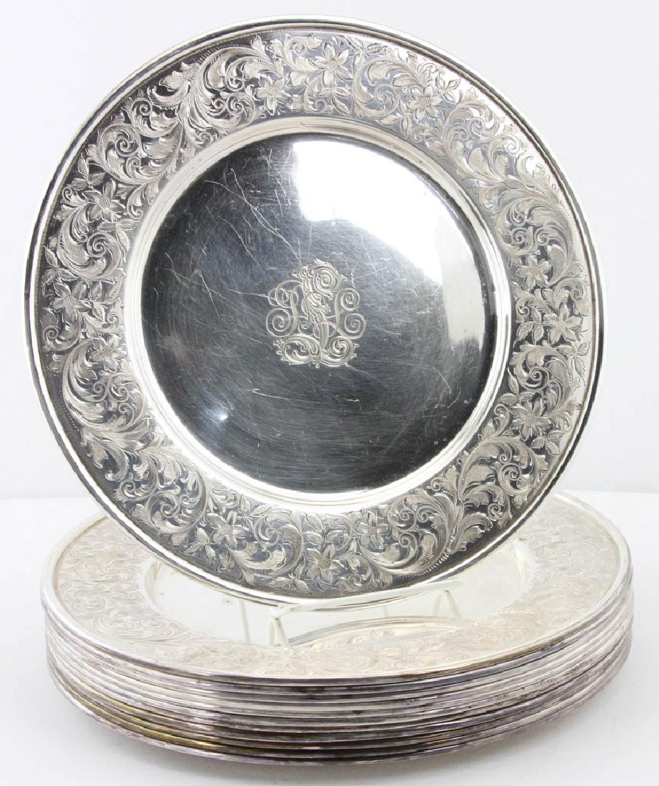 (12) J.E. Caldwell Sterling Dinner Plates (1 of 6)