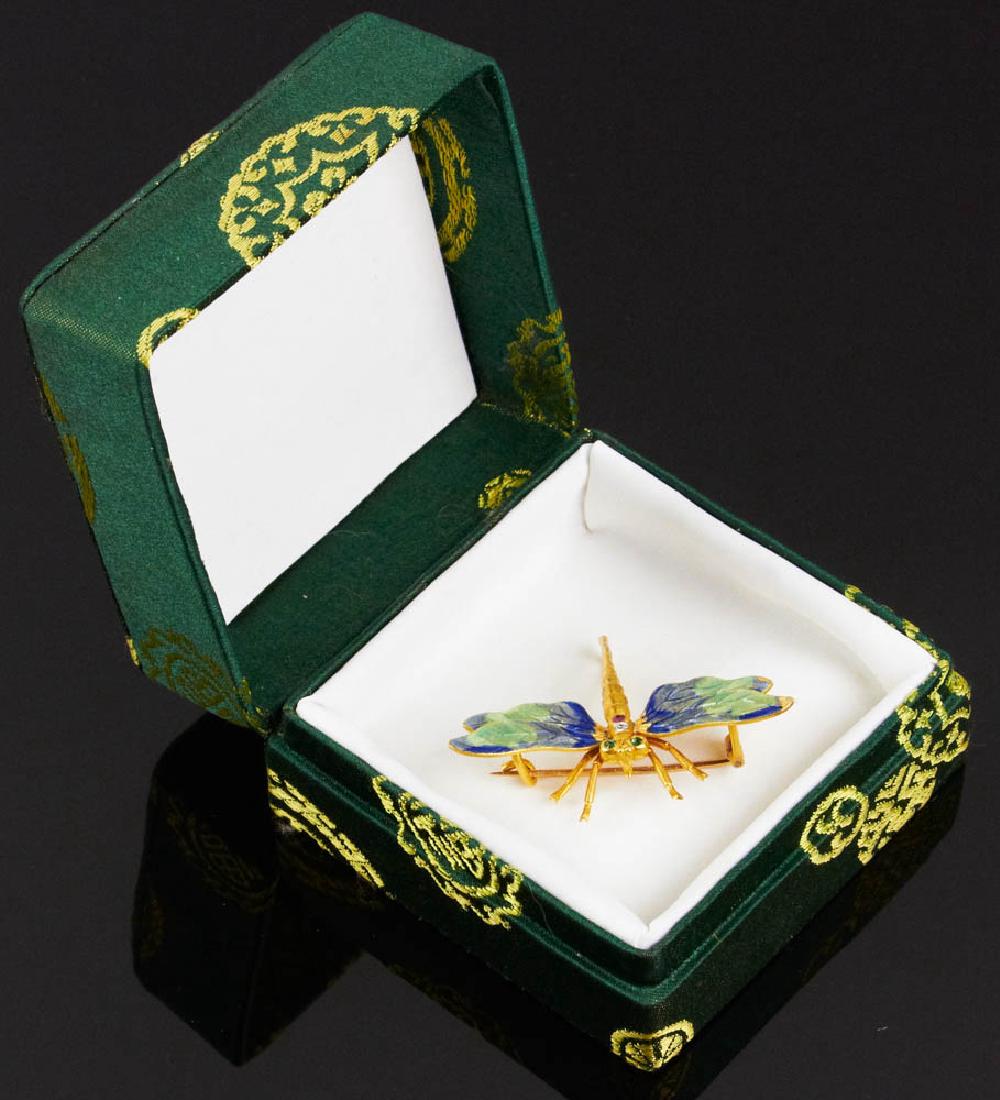 Antique 14k Gold Dragonfly Pin w/ Gemstones (1 of 8)