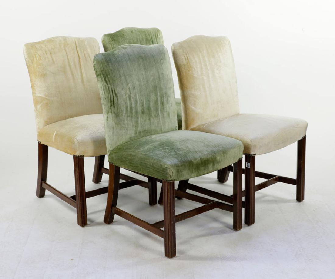 Set of 4 Hepplewhite Style Velvet Side Chairs (1 of 5)