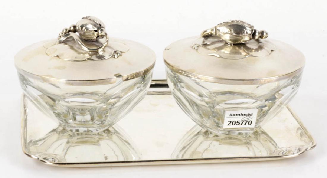 Pair of Baccarat Preserve Pots w/ Georg Jensen Covers (1 of 6)