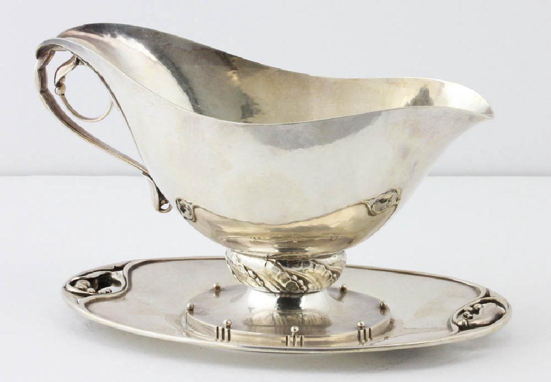 Georg Jensen"Blossom" Sterling Sauce Boat w/ Undertray (1 of 9)