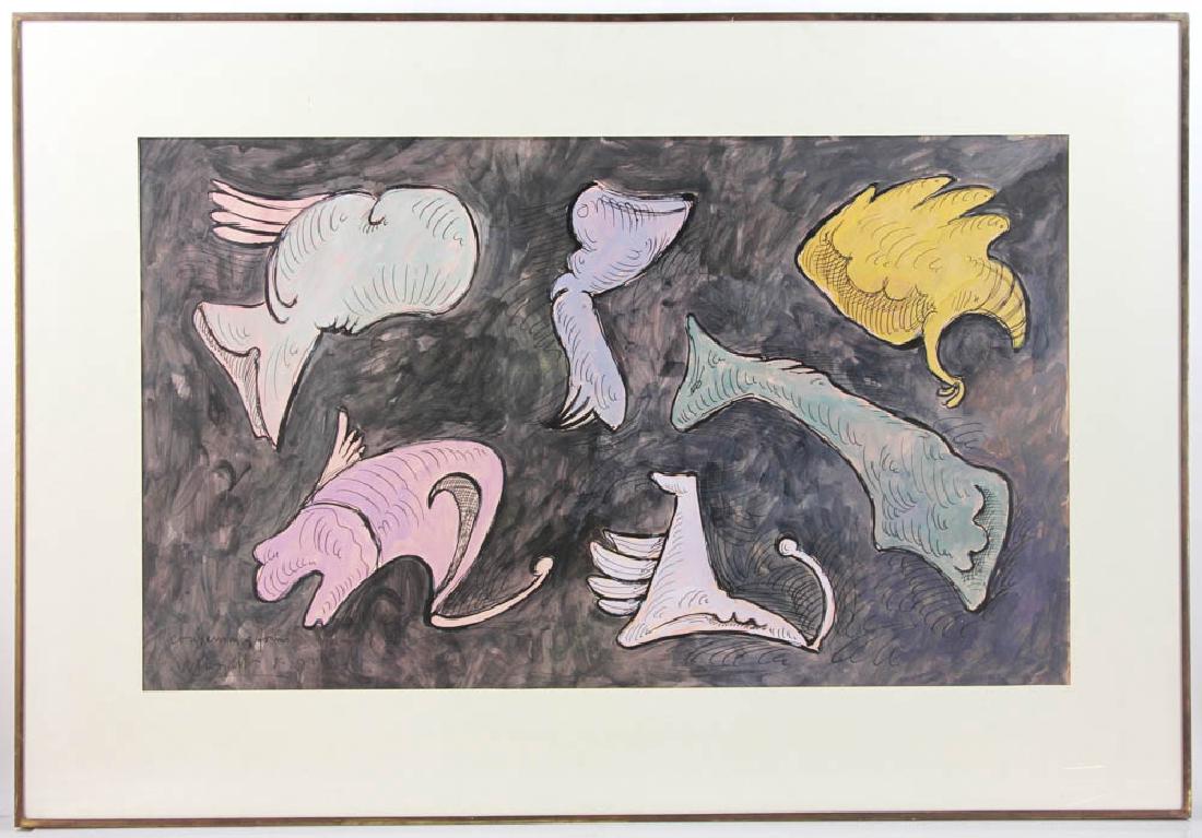 David Wright Signed, Comparison of Forms, Watercolor (1 of 6)