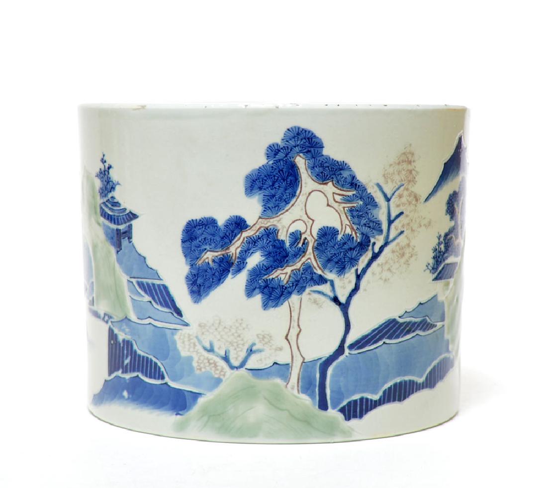 Chinese Blue & Red Brush Pot (1 of 7)