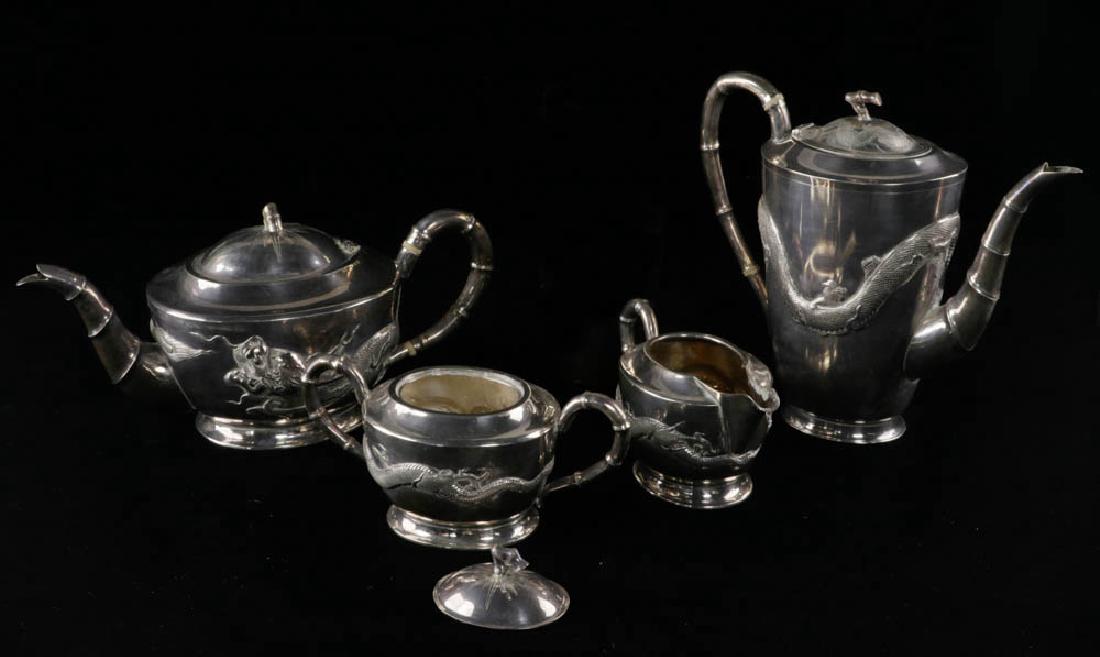 Chinese Silver Tea Service Dragon Motif (1 of 10)