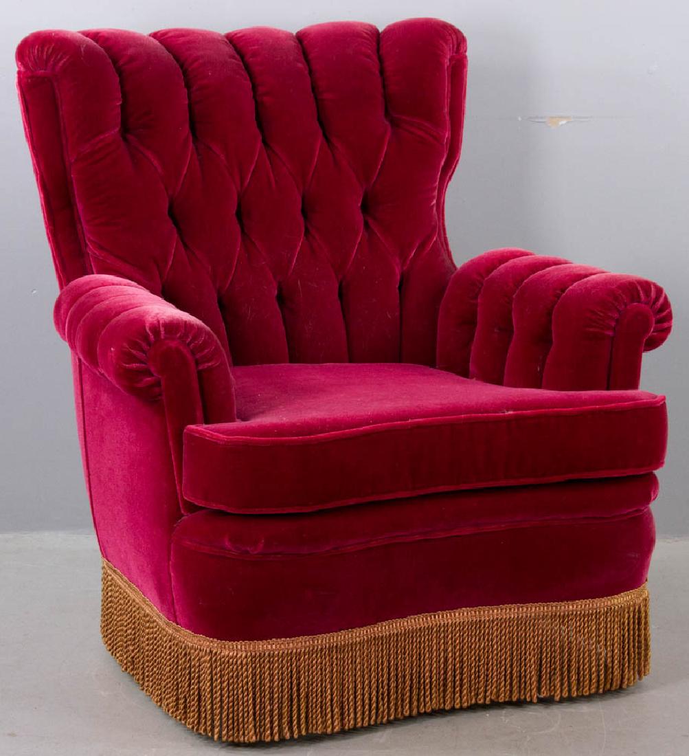 1920's Deco Red Velvet Armchair (1 of 7)