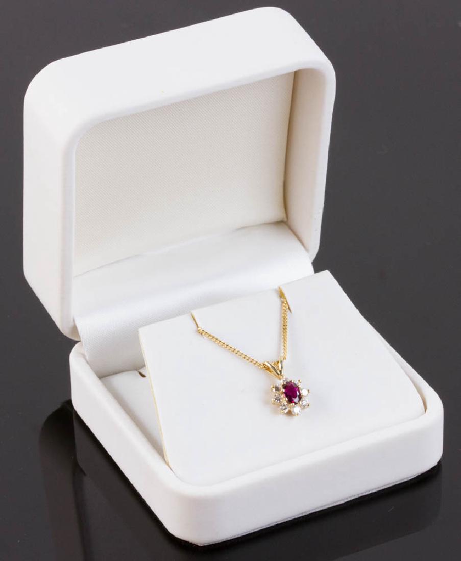 18k Yellow Gold Diamond & Ruby Pendant on Chain (1 of 7)