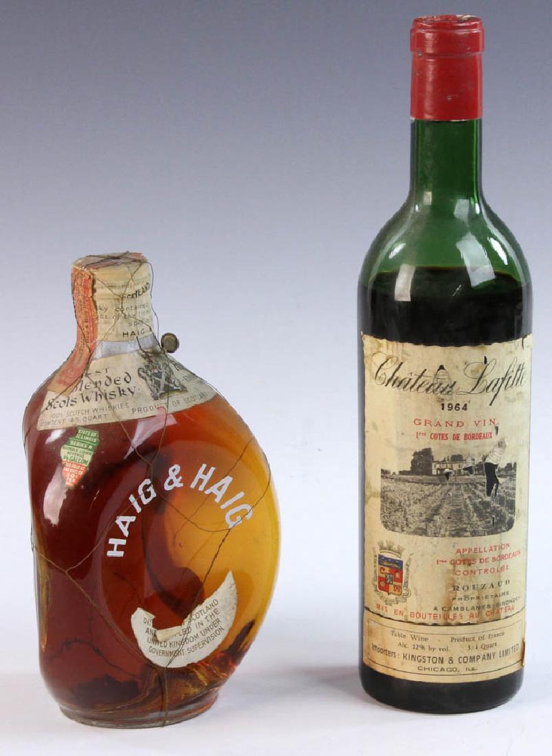 1964 Chateau Lafite, Haig and Haig Whiskey: 1964 Chateau Lafite and a bottle of Haig and Haig whskey