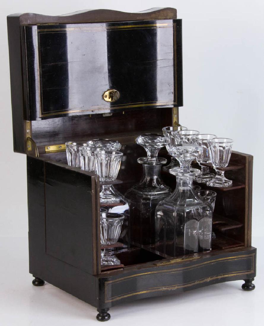 19th C. French Tantalus Set w/ Brass Inlay (1 of 11)