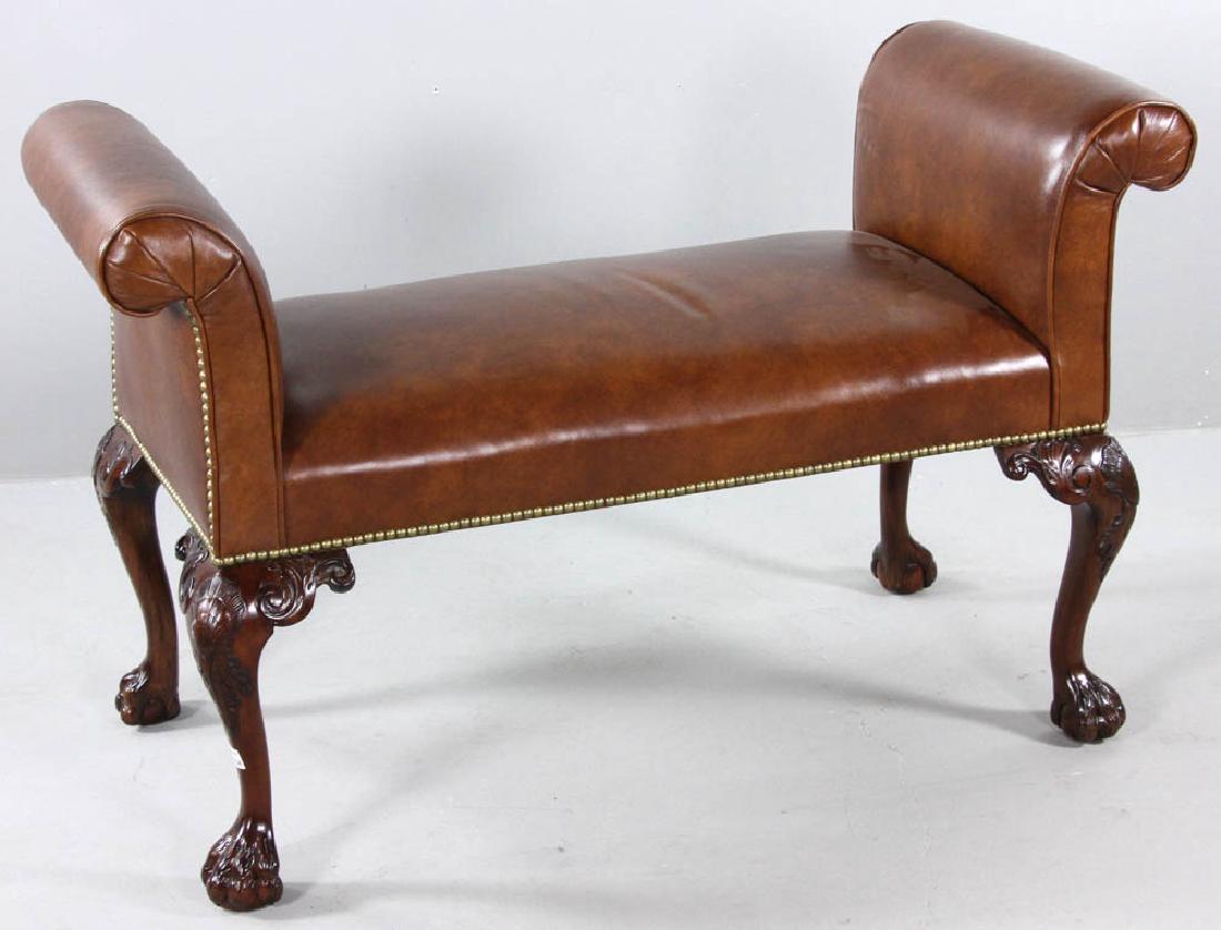 Chippendale-style Carved Mahogany Bench (1 of 7)