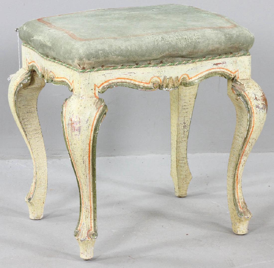 Italian Venetian Painted Upholstered Stool (1 of 7)