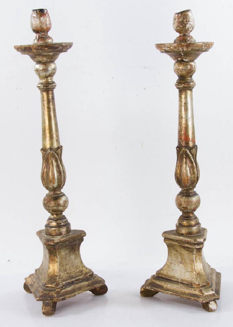 Pair of 19th C. French Giltwood Candlesticks (1 of 7)